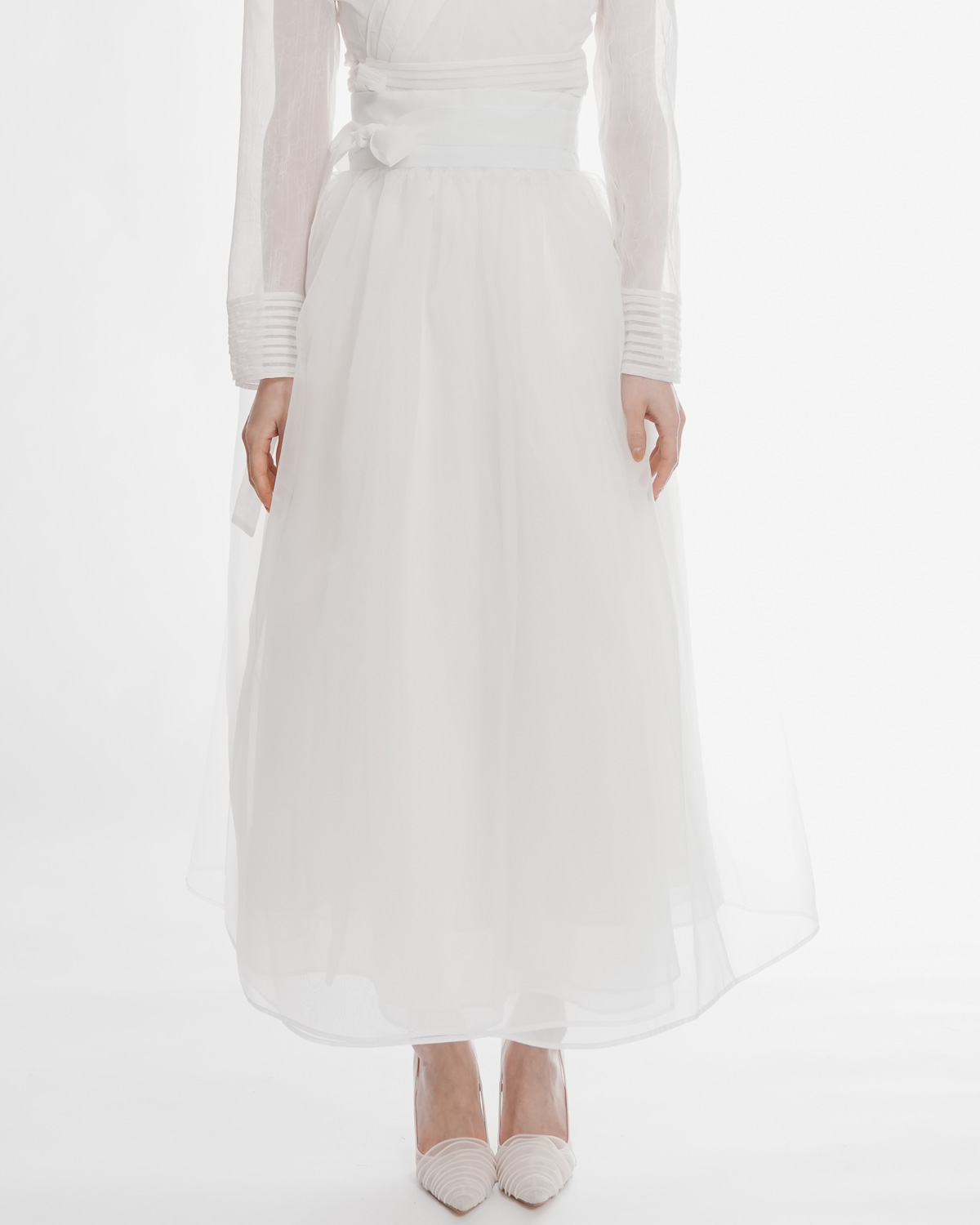 White Organza Waist Skirt